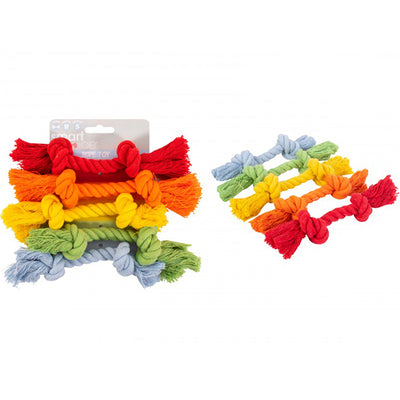 5 Pack Colourful Puppy Rope Tug Toy displaying all colours