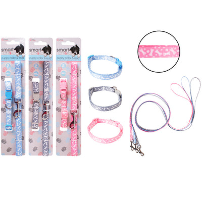 All 3 Small Puppy Collar & Lead Set colours on display