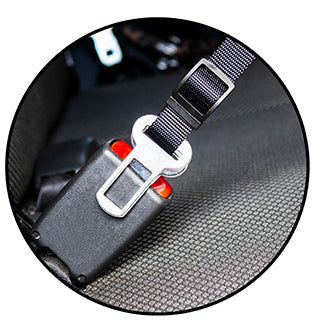 Universal Seat Belt Restraint with close up of seat belt attachment