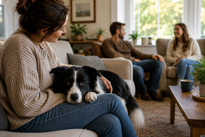 Dog sitting on a lap