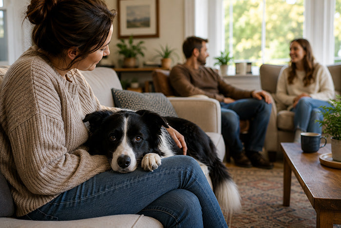 Dog sitting on a lap