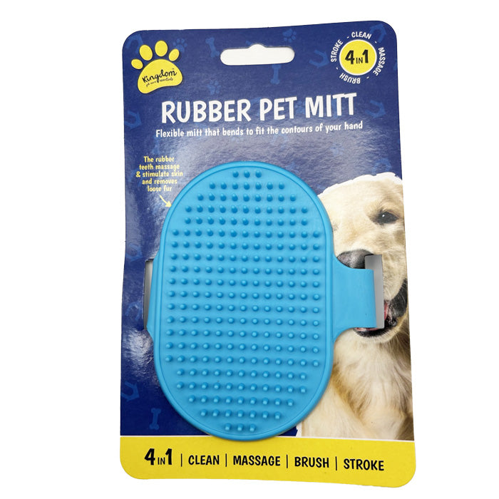 Blue 4-in-1 Rubber Dog Mitt