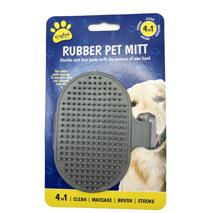 Grey 4-in-1 Rubber Dog Mitt