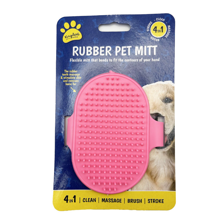 Pink 4-in-1 Rubber Dog Mitt