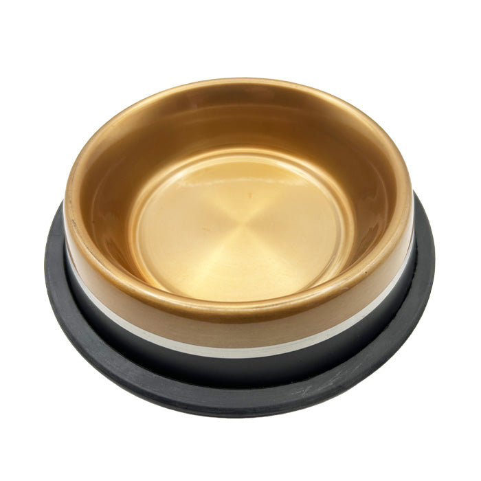 Gold 400ml Dog Bowl on white background