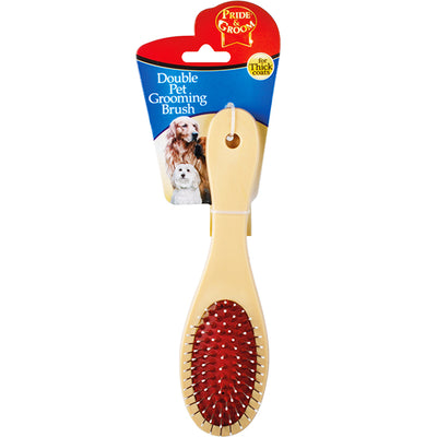 Dog grooming brush with label