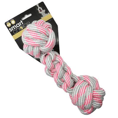 Pink Dumbbell dog toy displayed