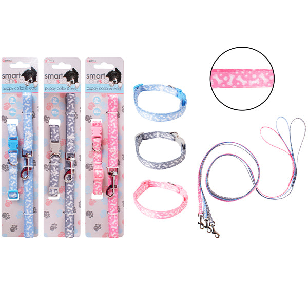 All 3 Small Puppy Collar & Lead Set colours on display