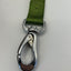 Green strap with a metal carabiner on a white background