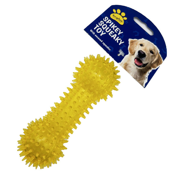 Yellow Spiky & Squeaky Dog Toy