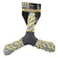 Yellow Triangle Rubber & Rope Toy on white background